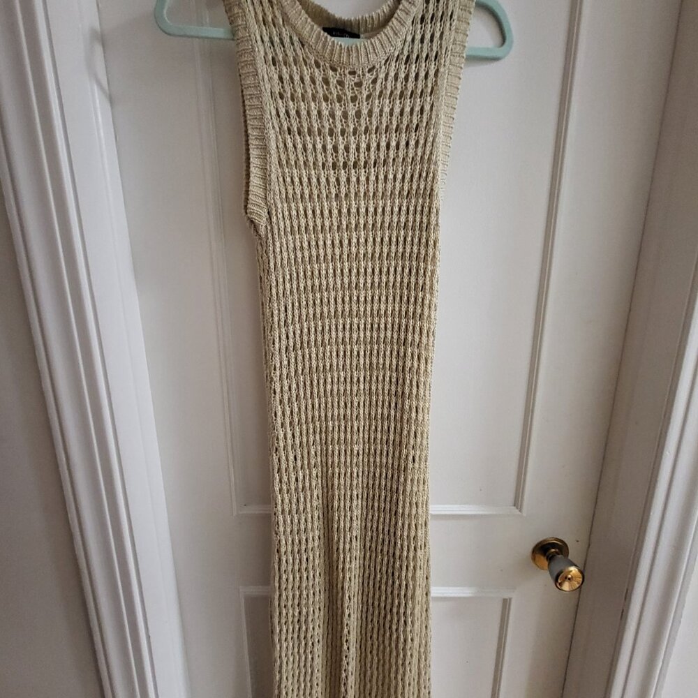 RW&CO. Beige Crochet Open-Knit Sleeveless Maxi Dress - Large - Picture 2 of 5
